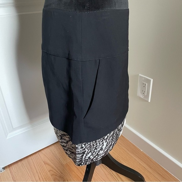 Helmut Lang Black White Multi-Layer Zip Back Viscose Mini Skirt EUC Size 6 - Picture 7 of 13